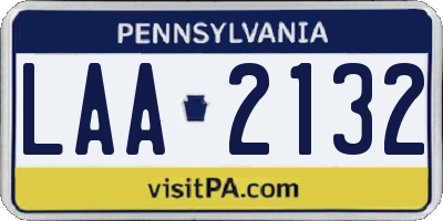 PA license plate LAA2132