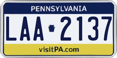 PA license plate LAA2137