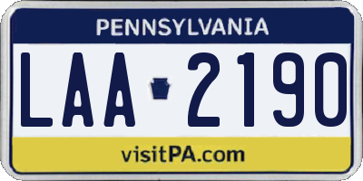 PA license plate LAA2190