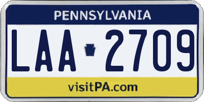 PA license plate LAA2709