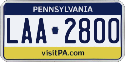 PA license plate LAA2800