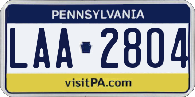 PA license plate LAA2804