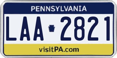 PA license plate LAA2821