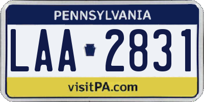 PA license plate LAA2831