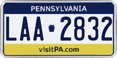 PA license plate LAA2832