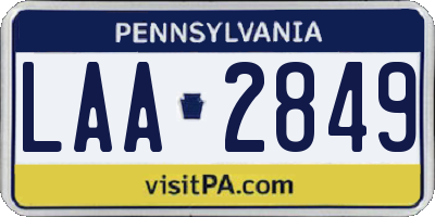 PA license plate LAA2849