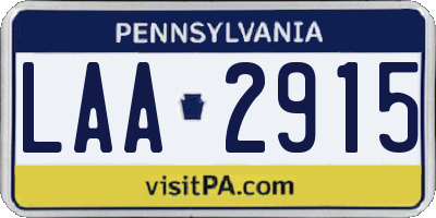 PA license plate LAA2915