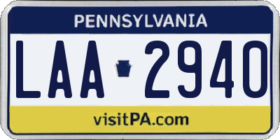PA license plate LAA2940