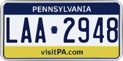 PA license plate LAA2948