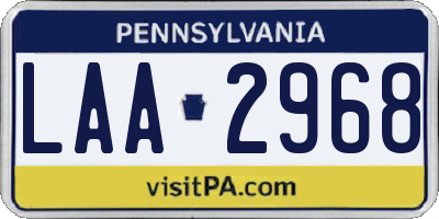 PA license plate LAA2968