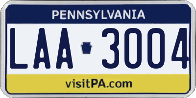 PA license plate LAA3004