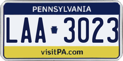 PA license plate LAA3023