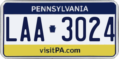 PA license plate LAA3024
