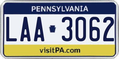 PA license plate LAA3062