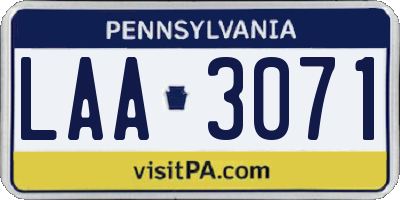 PA license plate LAA3071