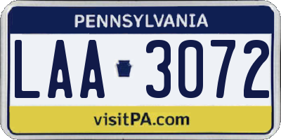 PA license plate LAA3072