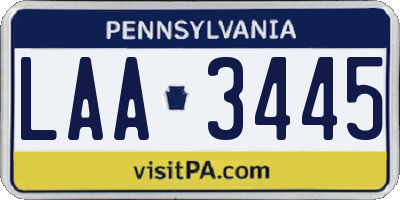 PA license plate LAA3445