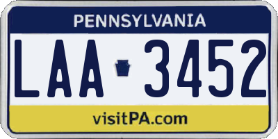 PA license plate LAA3452