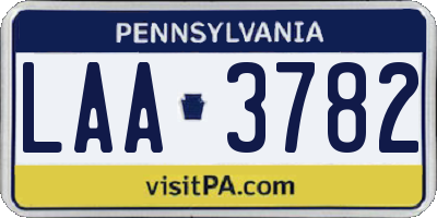 PA license plate LAA3782
