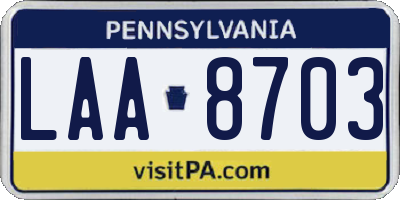 PA license plate LAA8703