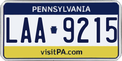 PA license plate LAA9215