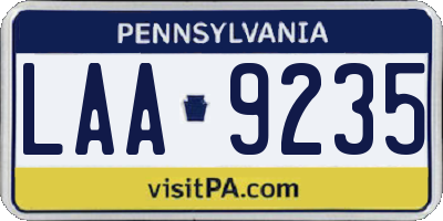 PA license plate LAA9235