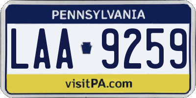 PA license plate LAA9259