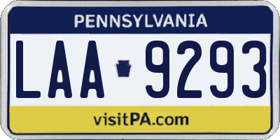 PA license plate LAA9293