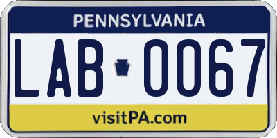 PA license plate LAB0067