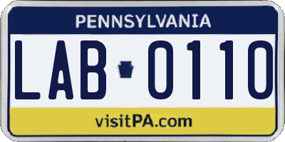 PA license plate LAB0110