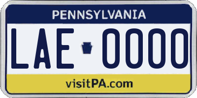 PA license plate LAE0000