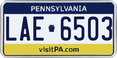PA license plate LAE6503