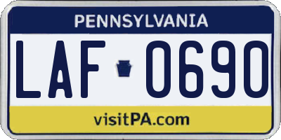 PA license plate LAF0690