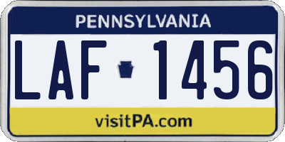 PA license plate LAF1456