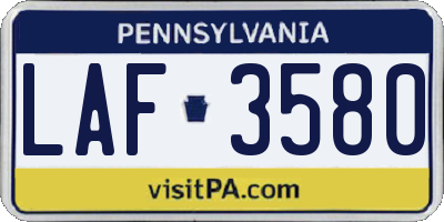 PA license plate LAF3580