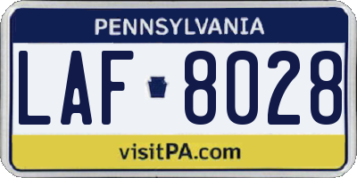 PA license plate LAF8028