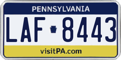 PA license plate LAF8443