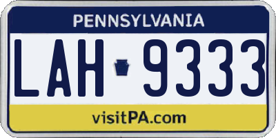 PA license plate LAH9333