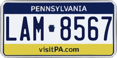 PA license plate LAM8567