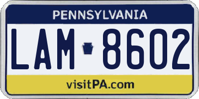 PA license plate LAM8602