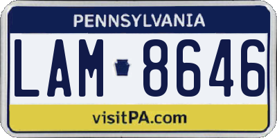 PA license plate LAM8646