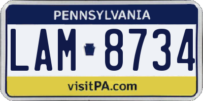 PA license plate LAM8734