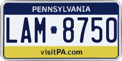 PA license plate LAM8750
