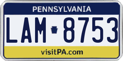 PA license plate LAM8753