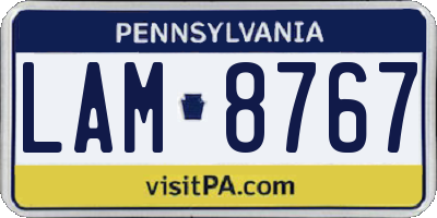 PA license plate LAM8767