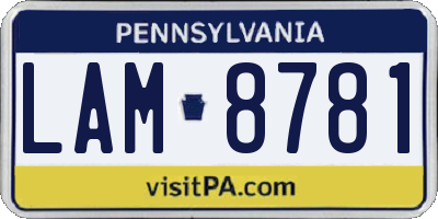 PA license plate LAM8781