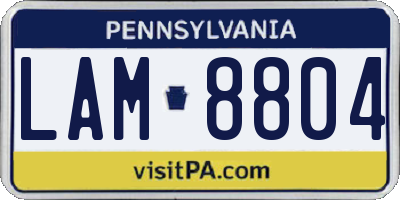 PA license plate LAM8804