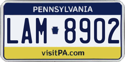 PA license plate LAM8902