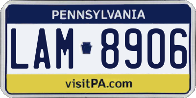 PA license plate LAM8906