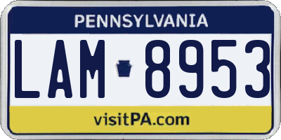 PA license plate LAM8953
